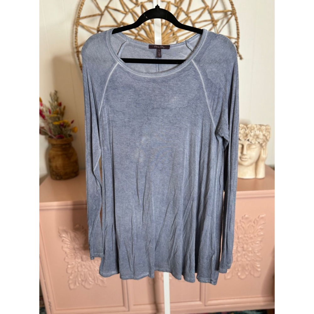 Women's Olivia Sky Blue Long Sleeve T-Shirt - Size L